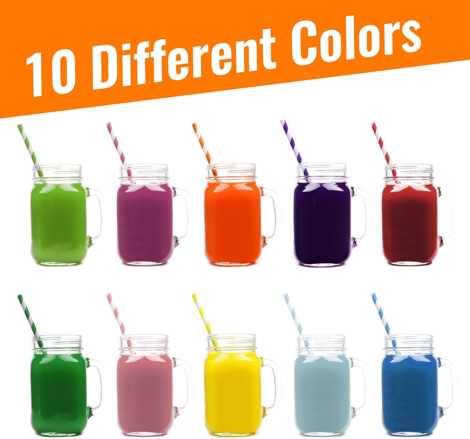 Paper Straws Disposable 200 Pack - Striped Straws in 10 Colors - Image 4