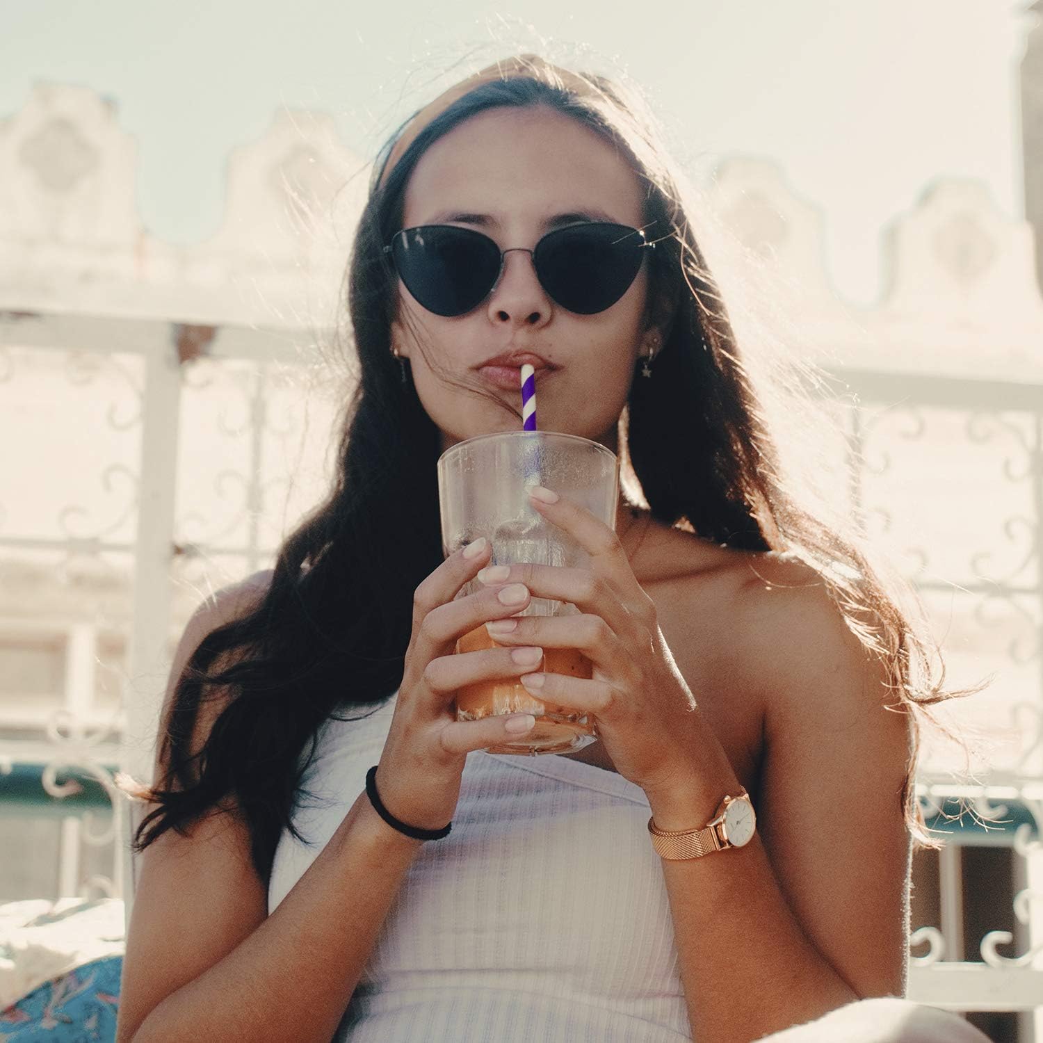Paper Straws Disposable 200 Pack - Striped Straws in 10 Colors - Image 10