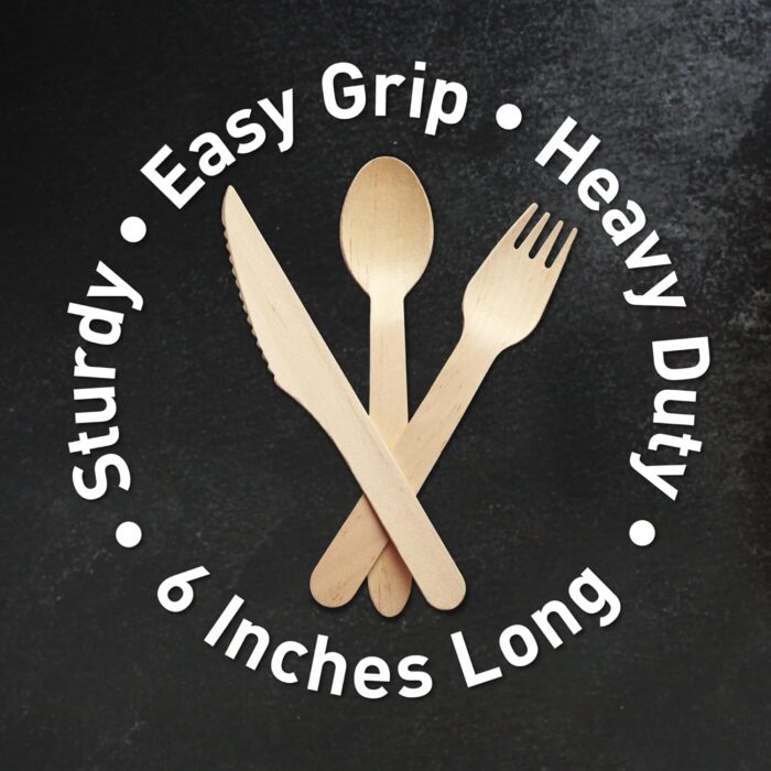 Disposable Wooden Cutlery Set - 300 Count (100 Forks, 100 Knives, 100 Spoons) - Image 9
